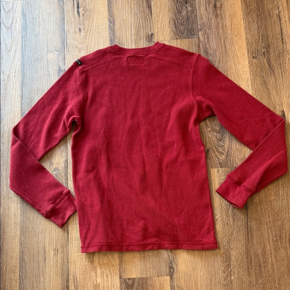 Abercrombie & Fitch muscle Y2K Red Long Sleeve Crewneck waffle knit size S - Picture 5 of 9
